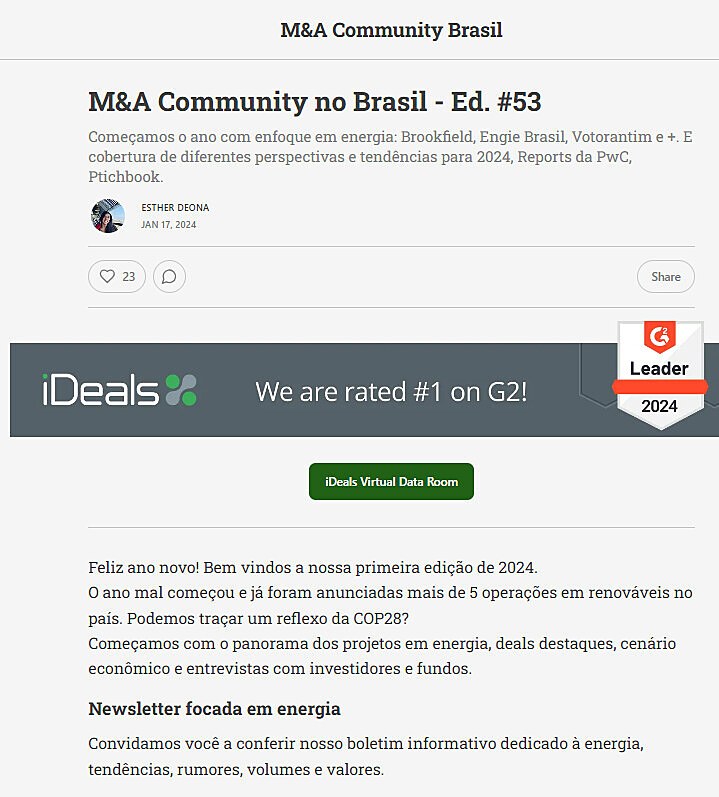 M&A Community no Brasil - Ed. #53